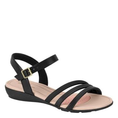 Imagem de Sandália Feminina Ortopédica Conforto Brilho Leve Modare, Preto napa, 