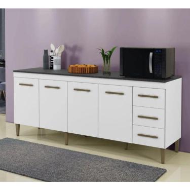 Imagem de Balcão Atenas 4 Portas 3 Gavetas Kaiki Móveis - Branco