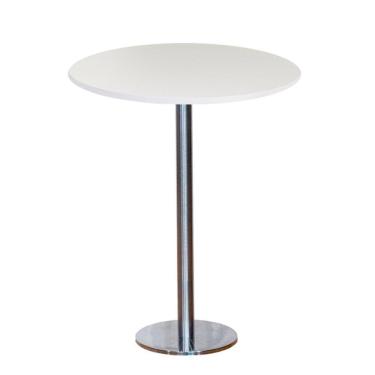 Imagem de Mesa Pisa Beta Bistrô Fratini 107,50cm (a) Disco Redondo Inox Tampo Mdp Redondo Branco 70cm (l)
