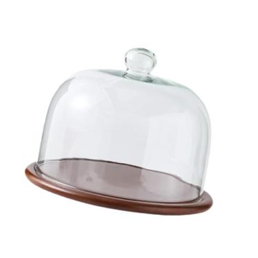 Imagem de Ｂｅｓｇａ Stand de bolo com tampa de madeira, exibição de madeira versátil serve a capa da cúpula de bolo para restaurantes de cozinha de férias de hotel, Xxxl