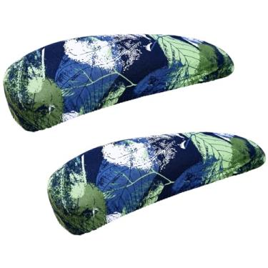 Imagem de Smiry Capas de apoio de braço para cadeira de escritório com estampa elástica, 2 peças, de ajuste macio, lavável, lavável, para cadeira de computador, protetor de braço, verde escuro