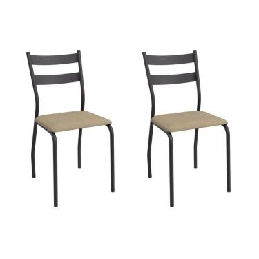 Imagem de Cadeira Sala de Jantar Bali 2C141PRF Aço Kit 2 Un Preto/ano Capuccino - Kappesberg