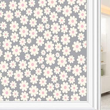 Imagem de Película de janela de privacidade de flores, textura de estilo floral, filme de vidro para sala de estar e escritório em casa, L90 x C 190 cm
