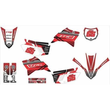 Imagem de Kit Adesivo Moto Cross Trilha Ttr 230 Preto Vermelho Lm153 - Spts