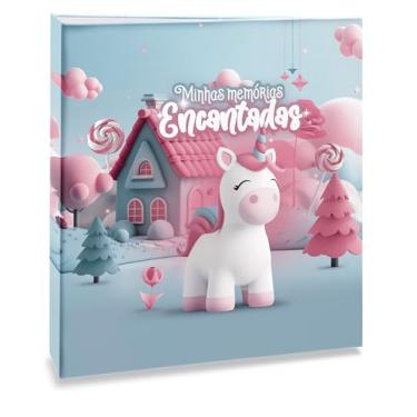 Imagem de Álbum de fotos Ical, encadernação tradicional, para 40 fotos 15x21cm - envelope plástico transparente - linha Infantil - modelo unicórnio - 194