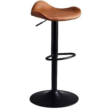 Imagem de Cadeiras De Bar Altas Cadeira De Bar Giratória Banqueta De Balcão Sem Encosto De Couro Pu 55cm-75cm Banqueta De Barra De Altura Ajustável Para Bar Restaurante Banque, Light Brown, One Size