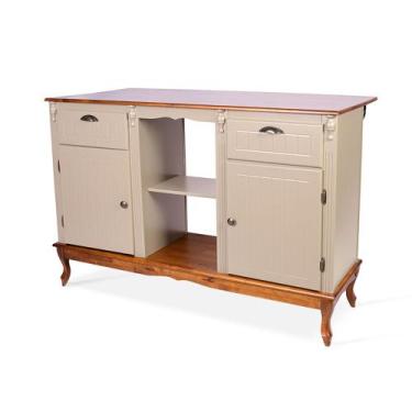 Imagem de Bancada de Cozinha Ilha de Madeira Alta Antique com 2 Portas e 2 Gavet