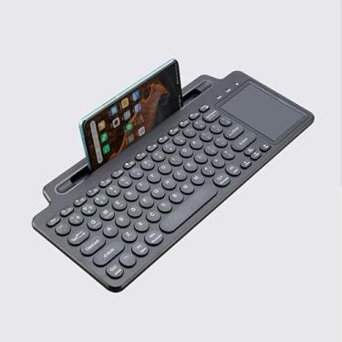 Imagem de Teclado Bluetooth com Touchpad, 2.4G Receptor USB, Compatível com Múltiplos Dispositivos, Cinza