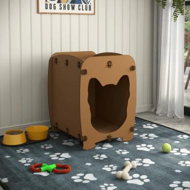 Imagem de Mesa De Cabeceira Casinha Pet Dog  MDF Natural