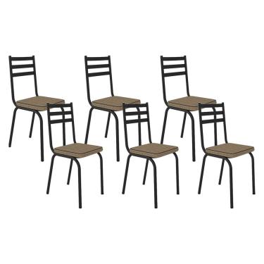 Imagem de Kit Com 06 Cadeiras 118 Preta Corino Rattan Artefamol