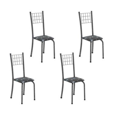 Imagem de Kit 4 Cadeiras Tubular 95x37x40 Cm Dany Botanic Bege / Mart Prata