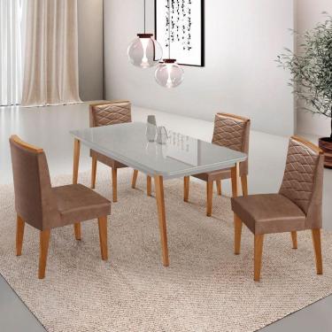 Imagem de Mesa De Jantar Copper 120 cm Tampo Mdf 4 Cadeiras Moderna