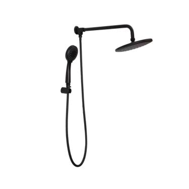 Imagem de Kit Chuveiro Redondo de Parede Macaé com Desviador Mundaú e Ducha Manual Guará Pingoo.casa - Preto