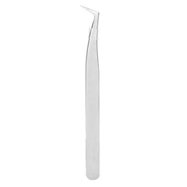 Imagem de Ângulo reto de aço inoxidável Extensão de cílios Tweezers Ferramenta de colheita de enxerto profissional para lash artistas salões de unhas Silver 17cm