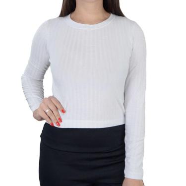 Imagem de Blusa Feminina LZT Cropped Canelado Branco - 9004-Feminino