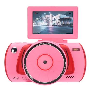 Imagem de EBTOOLS Câmera Digital Retro 4K, Zoom óptico de 64mp 18x, Foco Smart Auto, Tela Flip de 3 Polegadas, Anti Shake, Suporte de Vídeo HD, Câmera de Vídeo retrô, para Viagens, Selfie, Vlog (Rosa)