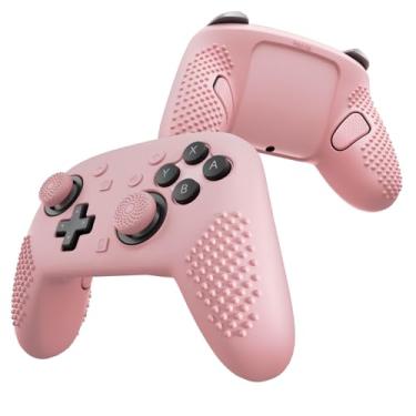 Imagem de PlayVital Capa de silicone para controle Nintendo Switch 2 Pro – Edição cravejada 3D Capa protetora antiderrapante para Switch 2 Pro com tampa de botão, alças de polegar e adesivo - flores de