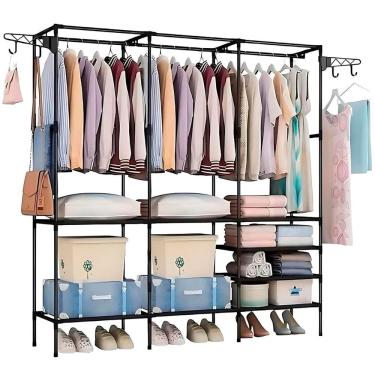 Imagem de Guarda-Roupa Arara 3 Colunas Multifuncional Desmontável