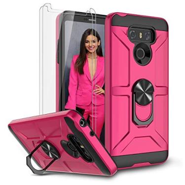 Imagem de Capa Jeylly para LG G6 com protetor de tela de vidro temperado, suporte de anel giratório 360 [funciona com suporte magnético de carro] capa protetora à prova de choque para celular LG G6 2017, preta, rosa