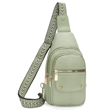 Imagem de GOIACII Bolsa tiracolo feminina antifurto bolsa de viagem pochete de couro, Verde