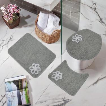 Imagem de Jogo banheiro belo cotton flower 3 pçs - MIRIAM, cinza claro