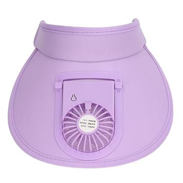 Imagem de Generic Chapéu de Viseira de Ventilador, Big Brim Brim Ajustável USB Visor Hat Hat Protetive Portable Para Viajar (Roxo)