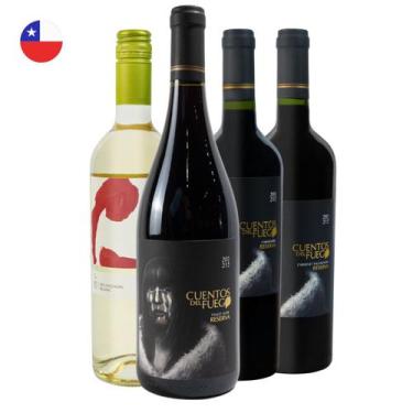 Imagem de Kit 4 Vinhos Chilenos Reserva Pinot Noir Carmenere Cabernet e Sauvigno