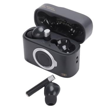Imagem de Zyyini Fones de Ouvido Sem Fio, BT Leve ENC Cancelamento de Ruído de Baixa Latência Fones de Ouvido BT com Formato de Câmera Microfone e Cordão para PC Android e iOS (Preto)