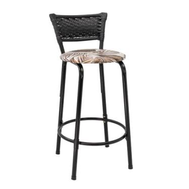 Imagem de Banqueta Para Bancada 60cm Preta Junco Preto Balcão Ilha Bistrô Bar Co