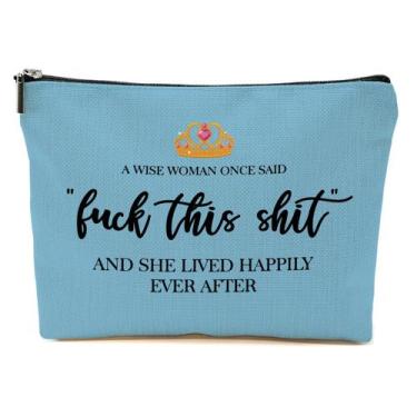 Imagem de Bolsa de viagem de maquiagem Blue Leaves, presentes engraçados para mu
