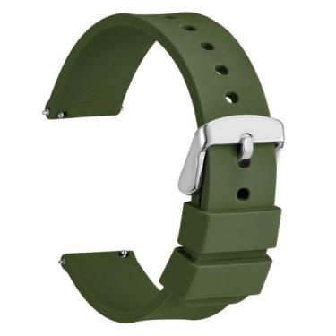 Imagem de Pulseira de relógio WOCCI de silicone de 20 mm com fivela prateada ver