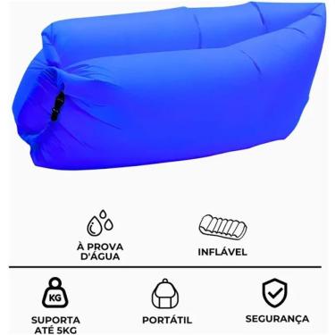 Imagem de Sofá Inflável De Ar Portátil Puff Impermeável Praia Azul