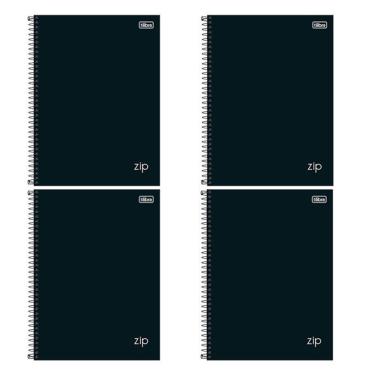 Imagem de Caderno Espiral Universitário Zip 80 Folhas Preto 4 Unidades - Tilibra