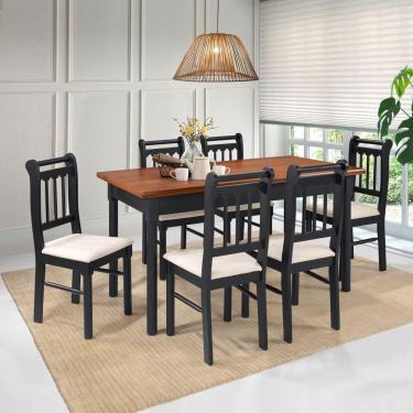 Imagem de Conjunto Sala de Jantar Madeira Maciça 6 Cadeiras Mv Outlet
