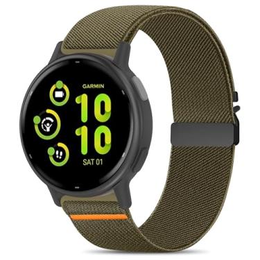 Imagem de Sunnyson Pulseiras elásticas de 20 mm compatíveis com Garmin Vivoactive 5/6/Forerunner 55/165, pulseira de relógio de nylon macio elástico para paraquedas para Venu Sq/Sq 2/2 Plus, mulheres e homens