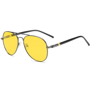 Imagem de Óculos de sol com proteção UV400 para homens e mulheres | Armação redonda de metal com lentes coloridas | Para direção e esportes ao ar livre, visão noturna com armas