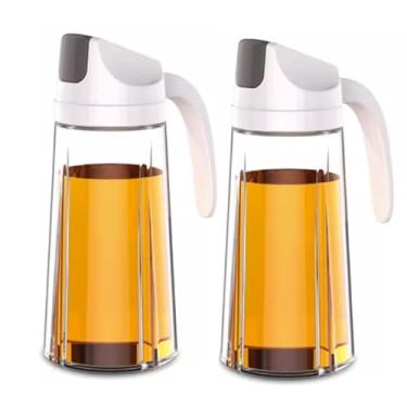 Imagem de Pacote com 2 frascos de óleo comestível de vidro para azeite de oliva conjunto de garrafas com alça para cozinha salada churrasco para condimento líquido