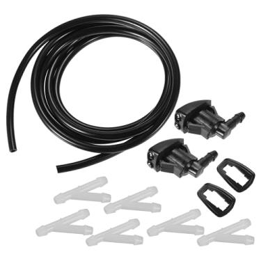 Imagem de Boxonly Bocal de lavagem de para-brisa para Pontiac G6 para Jeep Grand Cherokee para Saturn Aura Pulverizador de para-brisas dianteiro Jet Black com mangueira e conectores OE No. 55079049AA 1 conjunto