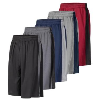 Imagem de Shorts esportivos LukBerd, pacote com 5, masculinos, longos, basquete 