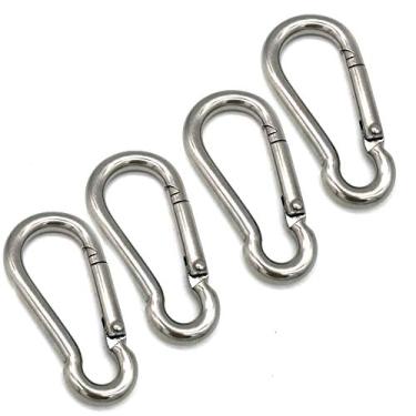 Imagem de Gancho de pressão de mola de aço inoxidável de 7,6 cm mosquetão 316 clipes de aço inoxidável gancho de pressão resistente, 4 peças