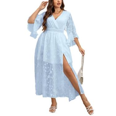 Imagem de Vestido maxi EYWOL Plus Size Floral para mulheres convidadas de casame