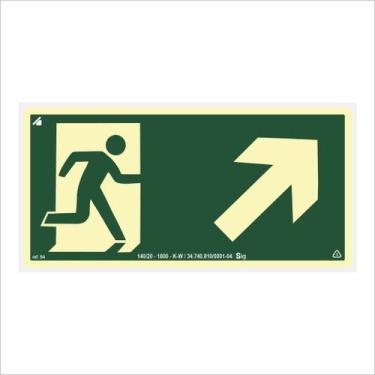 Imagem de Placa Sobe Rampa Direita Fotoluminescente 24x12cm (Antichamas) - Sig S