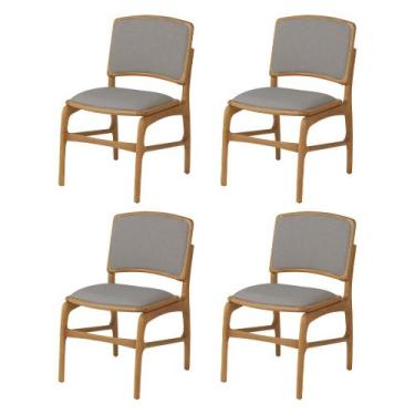 Imagem de Jogo 4 Cadeiras para Jantar Florença Madeira Jequitibá Natural Encosto