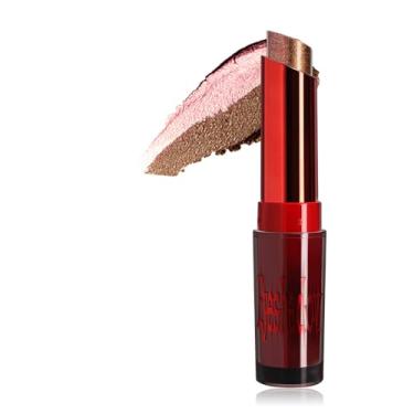 Imagem de AMY'S DIARY Shimmer Batom rosa bronze dourado brilhante de longa duração metálico delineador labial para mulheres, maquiagem em duas cores, bastão hidratante, cobertura altamente pigmentada, copo