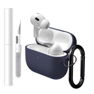 Imagem de Brujula Capa protetora de silicone para AirPods Pro 3 compatível com AirPods Pro 3ª geração 2025 (azul escuro, AirPods Pro 3)