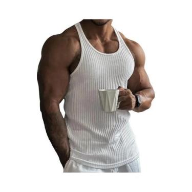 Imagem de Camiseta Regata Masculina De Verão Com Listras Para Academia, Sem Mang