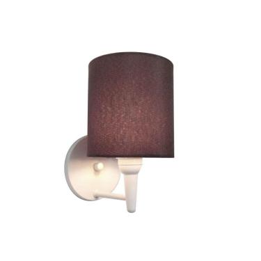 Imagem de Arandela Cilíndrica Vivare Md-2009 Base Branco Cúpula Em Tecido - Bivolt Branco-café 127/220v