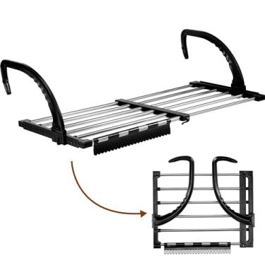Imagem de KTZCTPCA Escorredor de roupas de radiador dobrável para radiador 42-72 cm Rack de secagem de roupas extensível varanda aço inoxidável portátil para pendurar toalhas (42-72 cm)