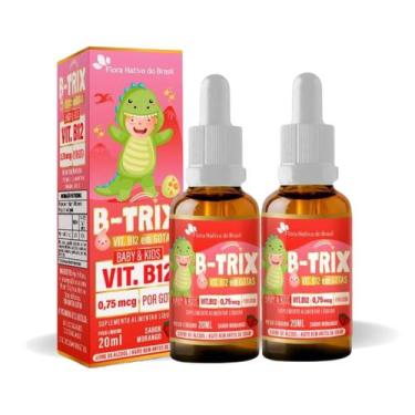 Imagem de Kit 2 Vitamina B12 B TRIX Kids Metilcobalamina Gotas Sabor Morango Flo