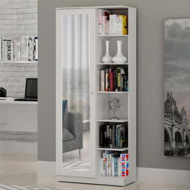 Imagem de Armário Multiuso 1 Porta com Espelho João Pessoa Valdemóveis, Branco